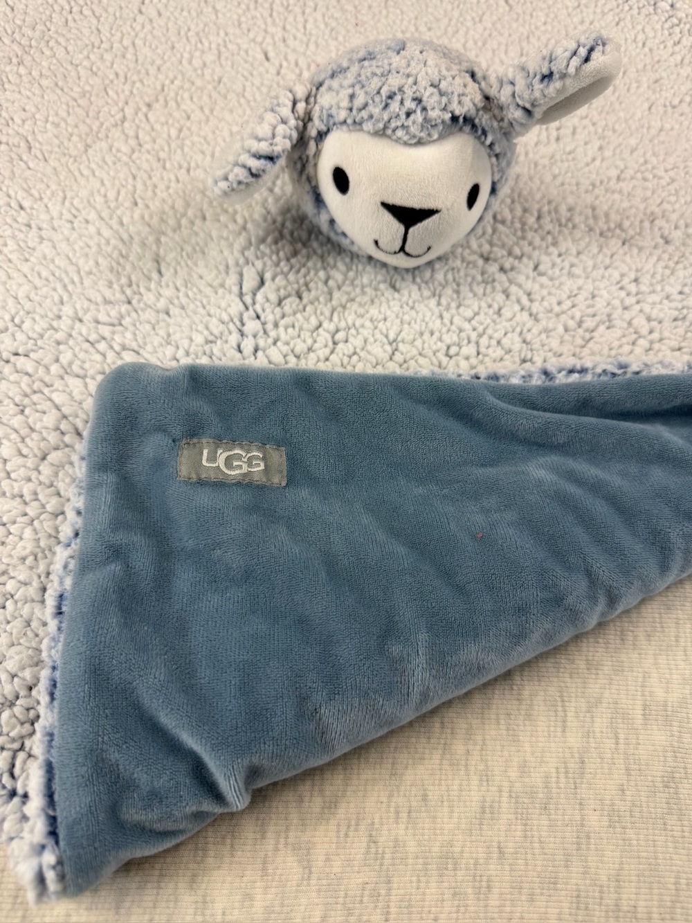 UGG Baby Blue Sherpa Lamb Lovey Security Blanket Plush